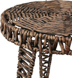 JONATHAN Y Amara 17" Round Handwoven Water Hyacinth End Table with Tripod Lattice Woven Legs, Coastal Wicker Accent Side Table for Living Room and Bedroom, No Assembly, Brown TBL2507B