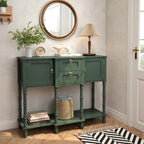 Green Entryway Table with Storge, Mid-Century Modern Console Table with 2 Drawers, Retro Narrow Long Behind Couch Sofa Table for Living Room, Foyer, Hallway