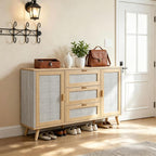 63" Large Farmhouse Storage Cabinet with 3 Drawers 2 Doors, Wood Buffet Sideboard Cabinet Coffee Bar for Kitchen, Living Room