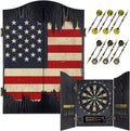 Electronic Dart Board, Decorative Dart Board Cabinet Set for Adults [12*Bronze Soft Tip Darts] [Cricket Game Mode]- Wooden Electric Dartboard Cabinet