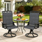 Patio Swivel Chair Set of 2, High Back Textilene Patio Chairs, Swivel Dining Chairs for Outdoor – 360° Swivel Rocker Chair, All-Weather Metal Frame for Porch, Garden, Deck, Poolside (Gray-2, 2PC)