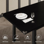 iPormis Extendable Dining Table Set for 4 6 8, Black Kitchen Table with 2 Benches and 2 Square Stools, Classic Dining Room Table with Stable Metal Base, Space Saving