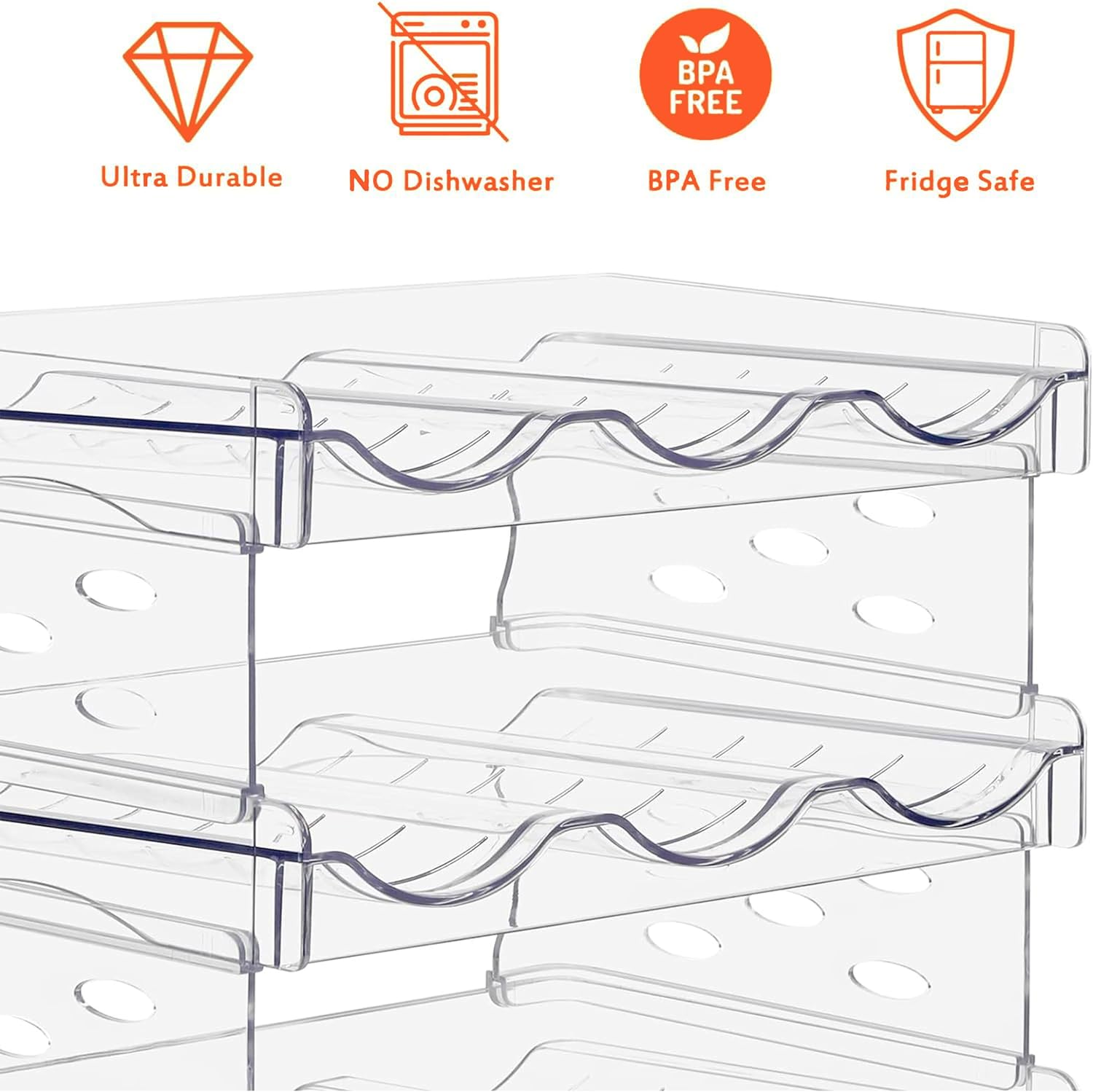 Stackable Wine Rack,Wine Bottle Holder for Inside Cabinet,for Pantry,Refrigerator,Countertop Organization-3 Tiers for 9 Bottles