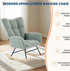 300lb Capacity Nursery Glider Rocker,Teddy Upholstered with Wood Legs for Living Room,Bedroom Nursery Includes Side Pockets