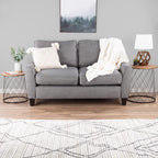Lavish Home End Tables - Round Nesting Tables Set of 2, Brown Woodgrain | 17.5”/15.5” Side Tables with Removable Wood Tops & Metal Basket Bases for Blanket Storage, Living Room, Bedroom & Home Office