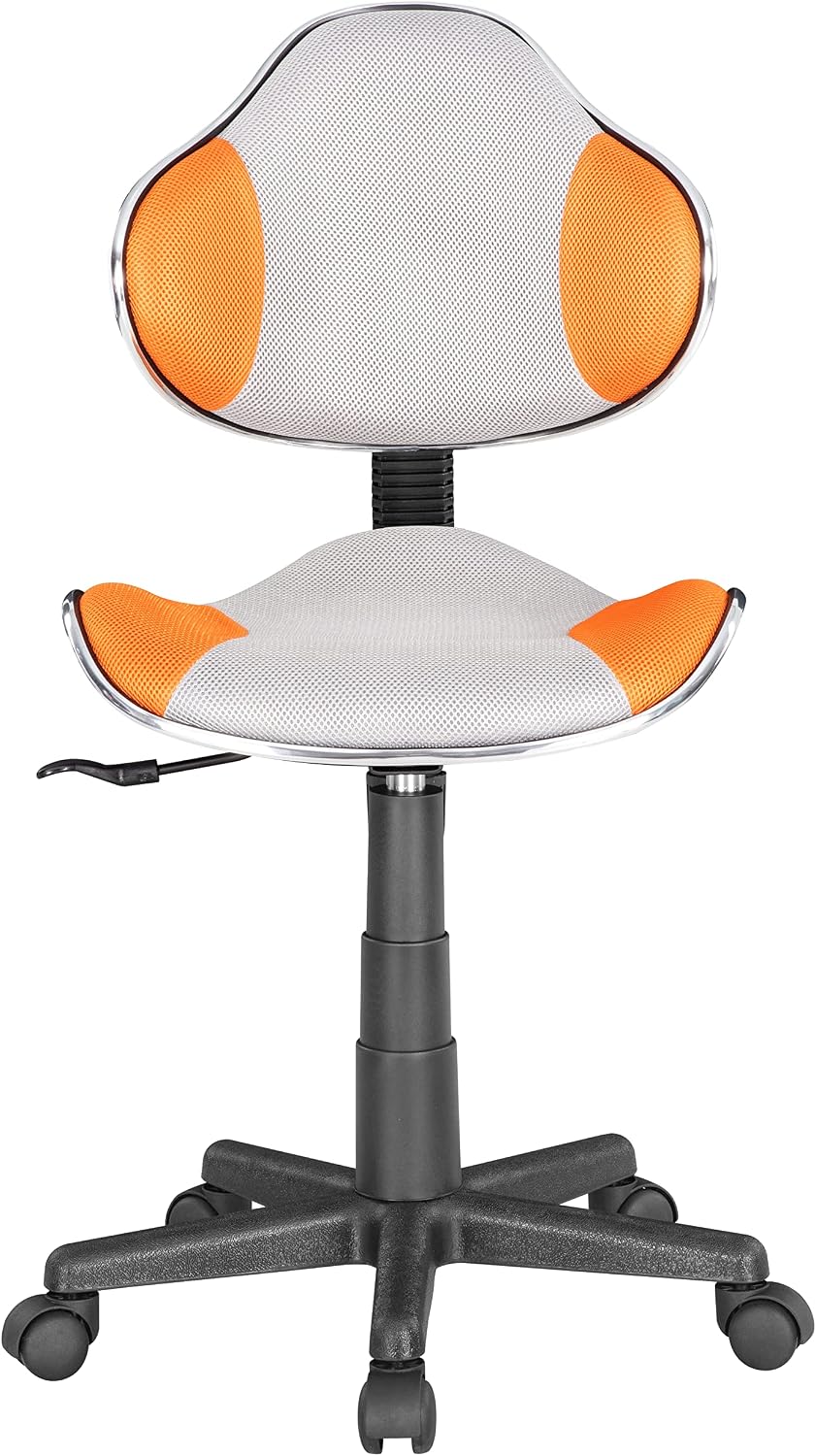 JJS Home Office Low Back Computer Executive Chair, Ergonomic Mesh Chair with Extra Large Base and Pads, Grey/Orange