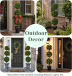DIY 3ft Realistic Artificial Boxwood Triple Ball Topiary Tree with Pot, 2026 Series UV Resistant Faux Topiary Plant for Indoor Outdoor Front Porch, Patio, Balcony, Office, Yard and Farmhouse Decor