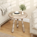 Tangkula Mahogany Wood Side Table, 18” Round Small Accent End Table with Thickened Board & Solid Wood Support Legs, for Bedroom, Porch, Balcony, Natural