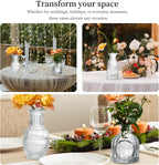 Glass Bud Vases Set of 16 - Assorted Small Mini Glass Vases for Flowers, Crystal Vintage Vase Set, Bulk Centerpieces for Table Décor, Wedding, Home and Events (Clear, 16 Pcs)
