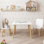Kids Table and 2 Chairs Set, 3 Pieces Toddler Table and Chair Set, Kids' Table & Chair Sets, Kid Play Table for Daycare, Classroom, Home (White)