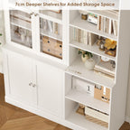 FACBOTALL 73.2" Tall Bookshelf and Bookcase, 6-Tier Open Bookshelf with Storage, Deep Bookshelf with Adjustable Shelf, Freestanding Display Storage Shelves for Living Room, Home Office, Study, White