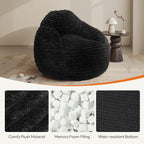 Sweetcrispy Bean Bag Chair, 39 Inch Bean Bags for Adults and Kids, Chair with Memory Foam Filled, Couch with Backrest and Armrests, Comfy Sofa for Living Room, Bedroom and Dorm, Black