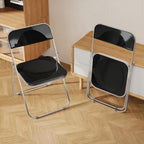 Folding Chair, 2 Pack Acrylic Chair, Black | Space-saving acrylic folding chair,easy fold & store.Holds up to 300 lbs,comfortable for home,office,parties and daily use.