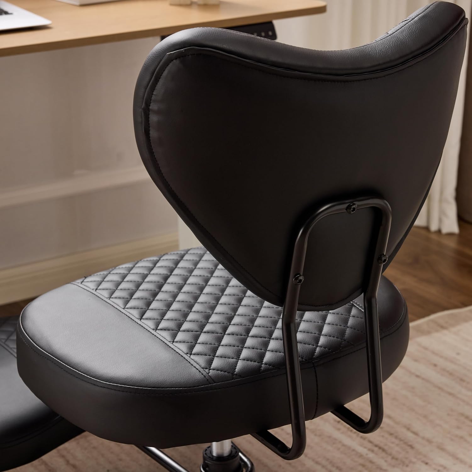 Cross Legged Ergonomic Office Chair, ADHD Meditation Chair with Lumbar Support and A Height-Adjustable Yoga Kneeling Seat Cushion, Velvet for Home Office, High Hntensity Office Work (Black)