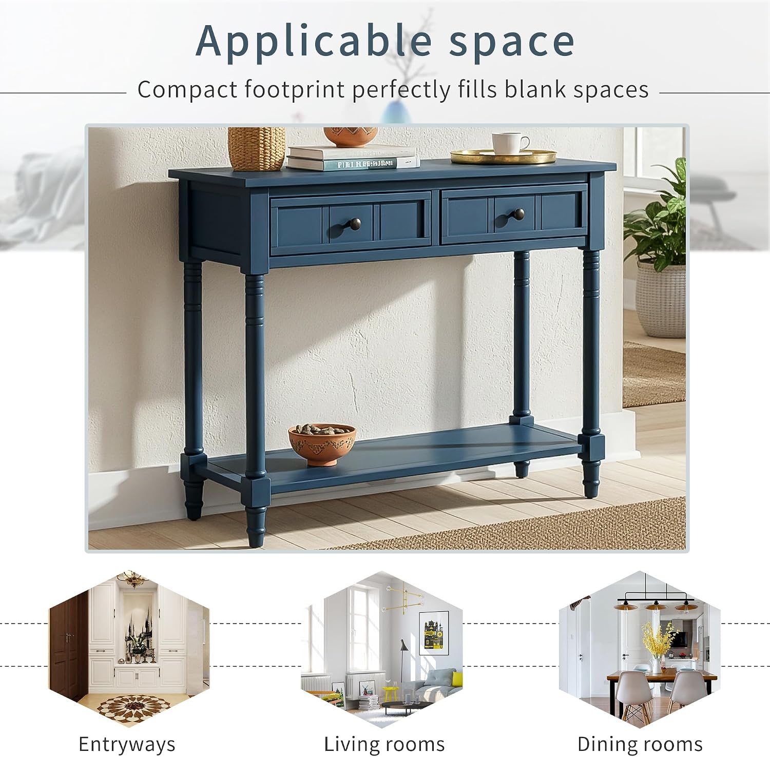 P PURLOVE Narrow Console Table with Drawer,Small Entryway Table Foyer Table for Living Room
