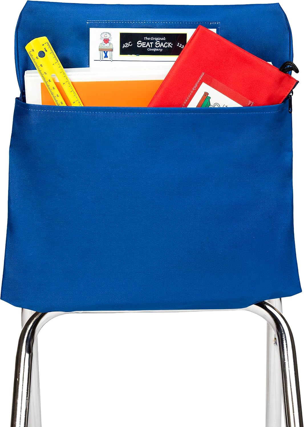 Seat Sack Student Chair Storage Pocket - 14", Single Pocket, Classroom Chair Organizer for Student Desks, Durable Over-the-Chair Storage, Blue, 1-Pack