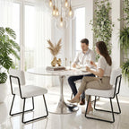 Dining Chairs Set of 2, Upholstered Velvet Dining Room Chairs Kitchen Chairs with Thick Cushion, Soft Backrest, Metal Legs, Modern Accent Side Chair for Home Living Room Bedroom, White