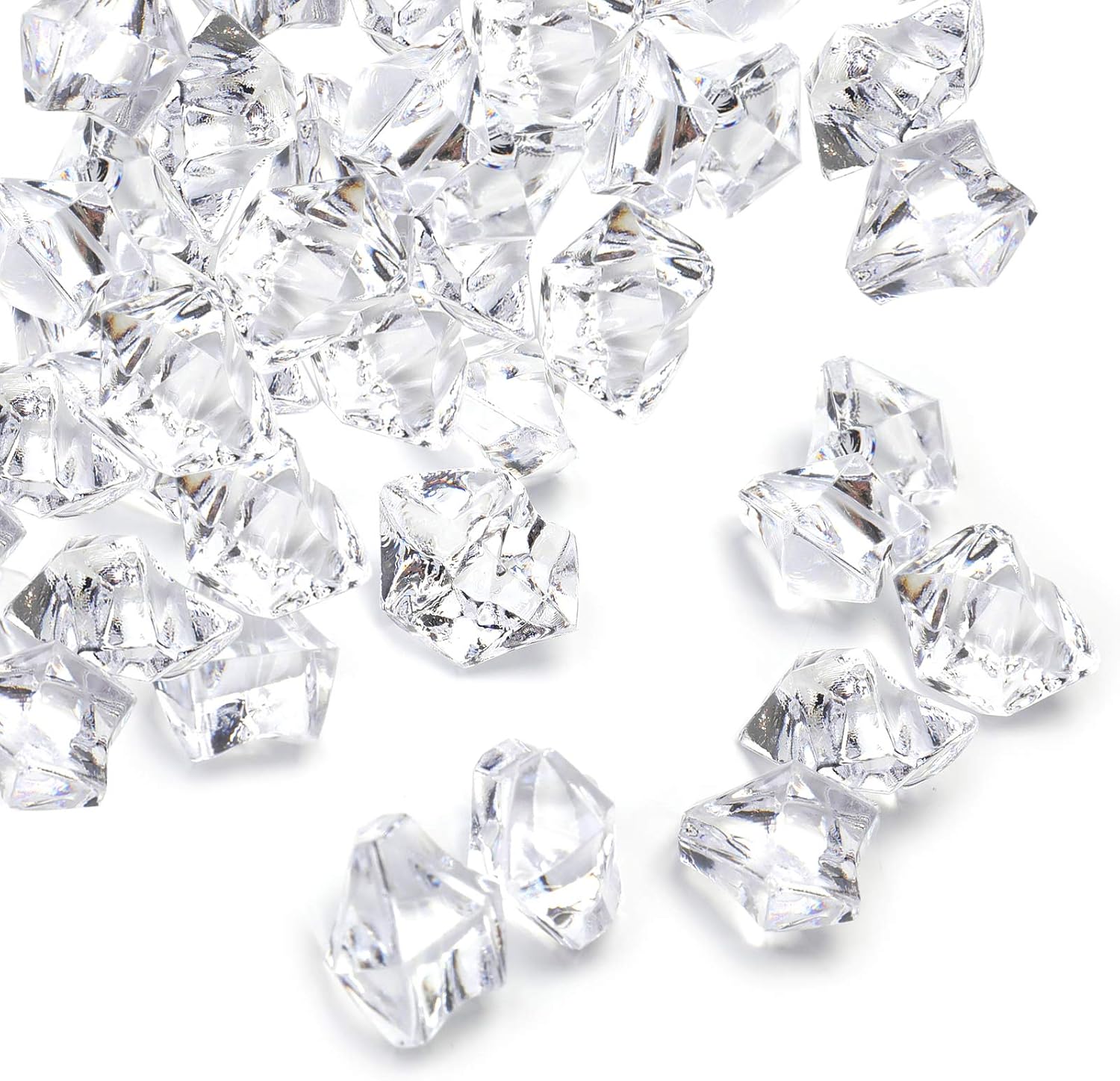 Jucoan 1000 PCS Fake Ice Cubes, 4.5 lbs 1 Inch Irregular Acrylic Crushed Ice Rocks Vase Fillers for 2-3 Quart Vase, Artificial Crystals Diamond Gems for Table Scatters, Wedding Party Centerpieces