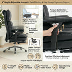 Big and Tall Office Chair, 400lbs Heavy Duty Wide Seat Executive Chair with Footrest, High Back Leather Computer Desk Chair for Home Office (Black)
