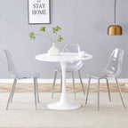 Clear Acrylic Dining Chairs Set of 4, Armless Modern Side Chairs with Transparent Seat, Ergonomic Backrest and Chrome Metal Legs, Ghost Style Kitchen Chairs for Dining Room, Living Room