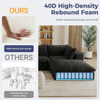 157.6" Oversized Cloud Boneless Sofa with 2 Ottomans, Modern Corduroy U Shaped Modular Sectional Couch, Deep Seat Floor Furniture Set, No Assembly Required (4 Seater+2 Ottoman)