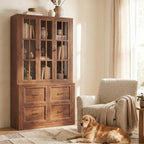 39" Sideboard Buffet Cabinet with 4 Drawers, Storage Credenza with Toe-Kick Design, Modular Cabinet System Expandable for Living Room, Entryway & Kitchen (1, Cracked Oak, 39 Inch)