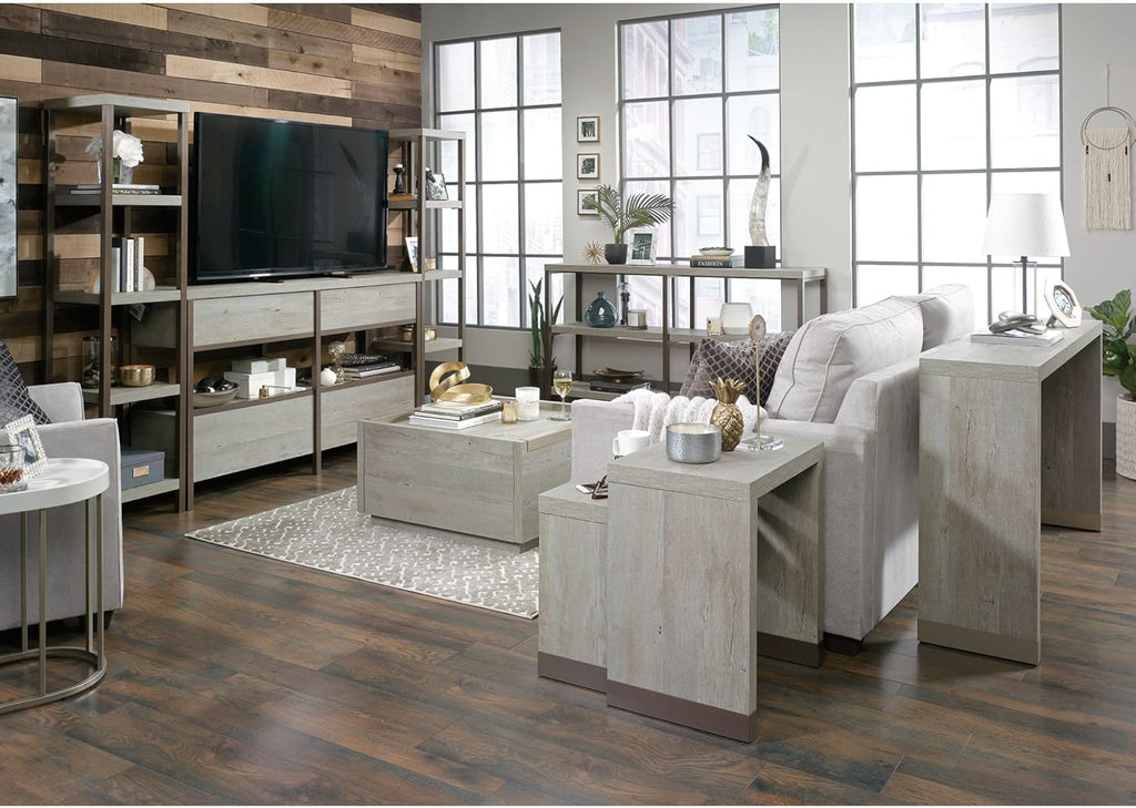 Sauder Manhattan Gate Engineered Wood and Metal Computer Hutch in Mystic Oak
