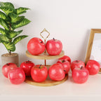 Cllayees Fake Fruit Artificial Apples, Set of 12 Decorative Fruit Lifelike Faux Apples Realistic Fruits Apple Decorations for Kitchen, Realistic Fake Fruits Party Props Home Decor