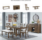 Signature Design by Ashley Moriville Casual Rustic Upholstered Dining Bench, Grey & Brown