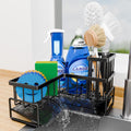 Fikoksol Large Sponge Holder for Kitchen Sink, 90-Degree Sink Caddy Organizer with Dish Brush Holder for Countertop Corner Storage Rack, Metal L-Shaped Kitchen Sink Sponge Soap Organizer Storage Ideas