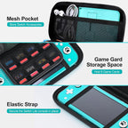 innoAura Switch Lite Case 12-in-1 Accessories Bundle for NS Switch Lite (2019), with Protective Carrying Case, Hand Strap, Screen Protector & Cute Thumb Grips, Black