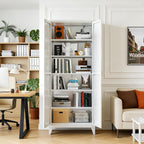 75" Tall Metal Pantry Cabinet, White Kitchen Storage Cupboard with 5 Adjustable Shelves, Heavy Duty Steel Food Organizer for Dining Room, Laundry Room, Living Room, Required Assembly