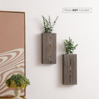 Wood Wall Planter Set of 2, Wood Wall Pocket for Greenery and Dried Flowers, Indoor Wood Hanging Vase, Modern Farmhouse Wall Decor for Living Room Bedroom Office Eucalyptus Stems Decorations (Grey)