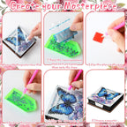 Saillong 4 Pcs Butterfly Diamond Painting Note Box Kit Flower Sticky Note Holders DIY Diamonds Art Storage Box with 160 Sticky Notes Painting Memo Pad for Office Supplies Desk Gifts