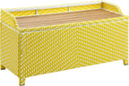 Greemotion Azur Beach Aluminum and All-Weather Wicker 41 in. Wide Storage Bench for Garden, Backyard, Patio, Pool Area, Porch, Yellow and White