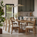 Nathan James Solace Mid Century Modern Extendable Dining Table, Solid Wood Dining Room Table with Leaf Extension, 8-Seater Dining Table Light Brown