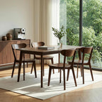 100% Solid Wood Dining Chairs,Mid Century Modern Dining Chairs with Rounded Backrest,Kitchen,Dining Room Chairs Set of 1/2/4 (6, Walnut Color)