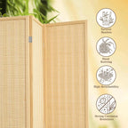 4 Panel Room Divider and Extra Wide Folding Privacy Screen, 63" W x 67" H, Bamboo Room Divider for Room Separation