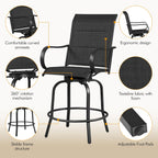 Yaheetech 2 Piece Patio Swivel Bar Stools Texteline Bistro Chairs with High Back/Armrest/Footrest, All Weather Padded Seating Outdoor Furniture Height Outdoor Chairs for Outside, Lawn & Garden