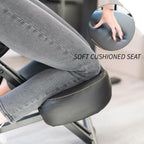 DRAGONN by VIVO Ergonomic Kneeling Chair with Back Support, Adjustable Stool for Home and Office with Angled Seat for Better Posture - Thick Comfortable Cushions, Black, DN-CH-K02B