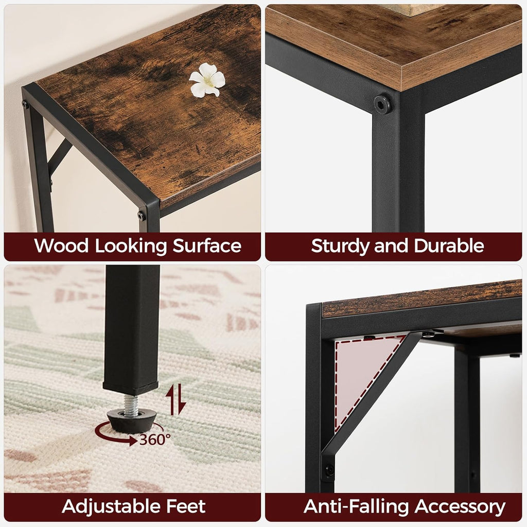 MAHANCRIS Console Table, Narrow Sofa Table, 43.7” Entrance Table with Power Station, Behind Couch Table, Simple Style, for Living Room, Hallway, Entryway, Foyer, Rustic Brown and Black CTHR112E01