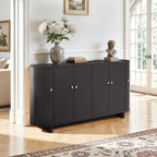 ONBRILL 63 Inch Sideboard Buffet Cabinet, Modern Oval Cabinets with Doors, Large Buffet Cabinets with Storage, Console Credenza w/Adjustable Shelves for Living Room, Kitchen, Entryway, Black