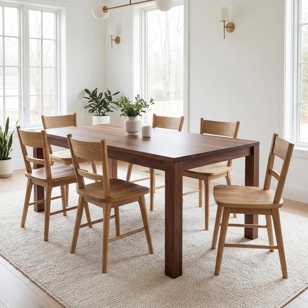 CIMOTA Oak Dining Chairs Set of 4, Farmhouse Wood Dining Chairs Ladder Back Kitchen Chairs, Windsor Dining Chairs for Kitchen and Dining Room, Oak