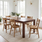 CIMOTA Oak Dining Chairs Set of 4, Farmhouse Wood Dining Chairs Ladder Back Kitchen Chairs, Windsor Dining Chairs for Kitchen and Dining Room, Oak