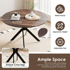 5 Piece Circle Dining Table Set for 6, 47 Inch Wood Dining Table & Cream Velvet Upholstered Chairs with Sturdy Black Metal Legs, Round Kitchen Table Set for Kitchen Dining Room, Living Room