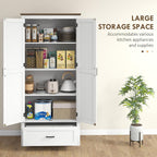 69" Tall Kitchen Pantry Storage Cabinet, Farmhouse Freestanding Pantry Cabinet with 2 Doors, Drawer and Adjustable Shelves for Dining Room, White,15.7 * 31.5 * 68.9