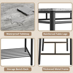 IRONCK Dining Table Set for 4, Kitchen Table with Upholstered Bench and 2 Chairs, Kitchen Table and Chairs Set for Small Space, Apartment, Gray