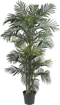 Nearly Natural 6.5ft Artificial Golden Cane Palm Tree, Lifelike Silk Indoor Palm With Three Textured Trunks Flexible Fronds Nursery Planter, Low Maintenance