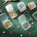 SATINIOR 500 Pcs Clear Plastic Beads Storage Containers Box Small Clear Boxes with Hinged Lid Plastic Arts Case Mini Square Crafts Storage Organizers for Small Items (1.7 × 1.7 × 0.8 Inch)