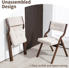 HOMEFUN Folding Chairs with Cushion, Wooden Padded Foldable Chair 2 Pack, Portable and Assembled Seat for Guests Kitchen Office Wedding and Party, Camel